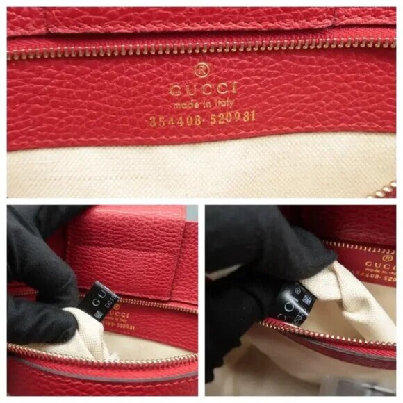 100% Authentic GUCCI Swing Red Leather Shoulder Bag 613-09124 - Picture 11 of 12